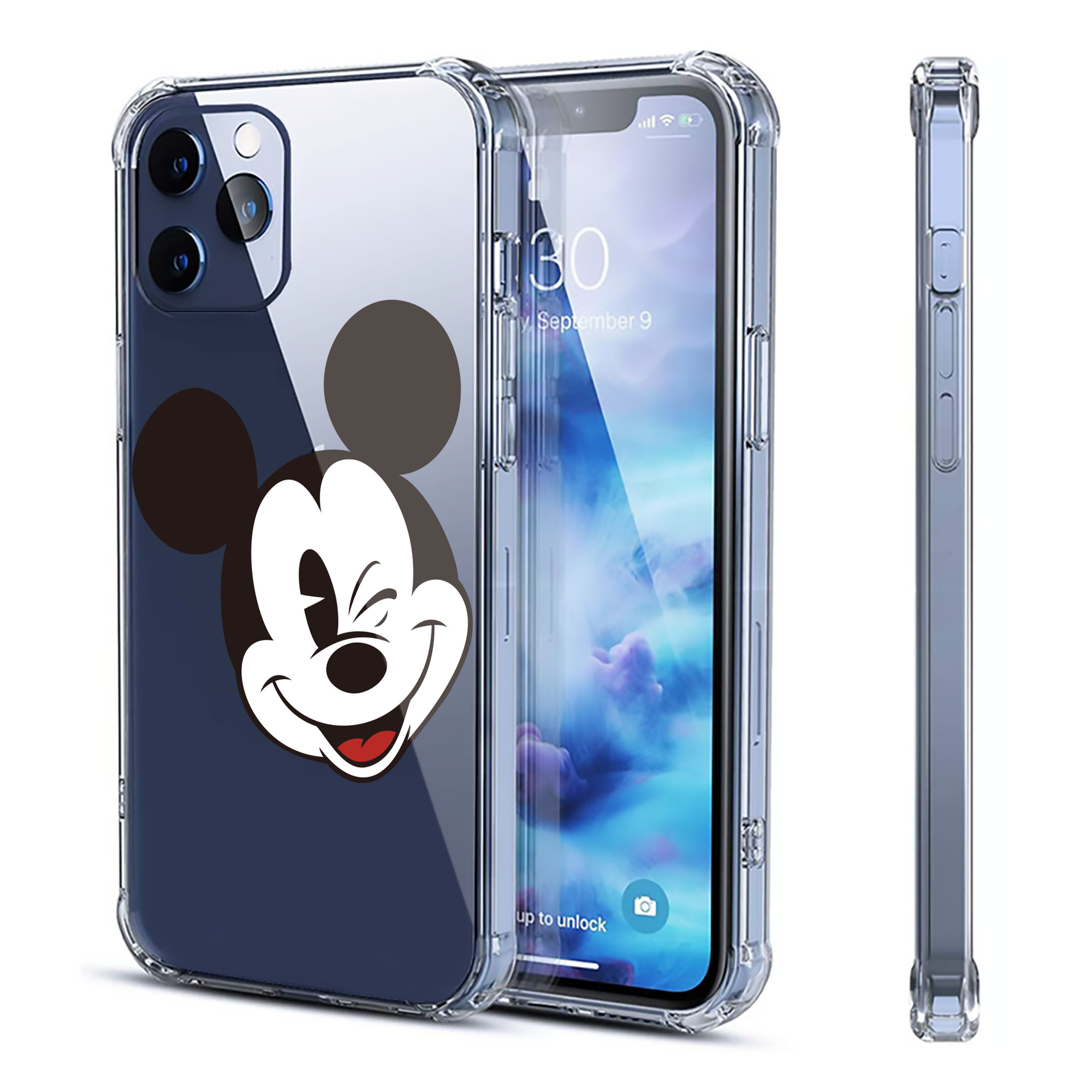 （画像用） ミッキーマウス Mickey Mouse 【iPhone 12シリーズ対応】透明スマホケース（クリアソフトケース）